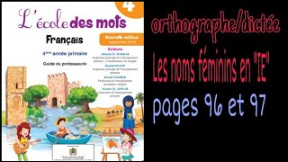 lécole des mots 4 ème année primaire orthographe dictée les noms féminins en IE [upl. by Elyssa]