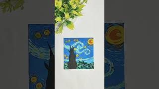 starry night painting step by step painting tutorial shorts [upl. by Narahs]