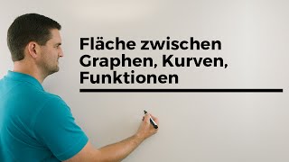 Fläche zwischen Graphen Kurven Funktionen Integralrechnung  Mathe by Daniel Jung [upl. by Tiffie553]