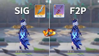 Furina Weapon Comparison Splendor Of Tranquil Waters vs Festering Desire Gameplay Comparison [upl. by Elfie]