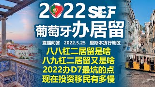 2022葡萄牙移民办居留，D7最新坑点在哪？882居留是啥？892居留是啥？投资移民有多慢？D2和D3会流行？问答解疑2022525 [upl. by Alyos88]