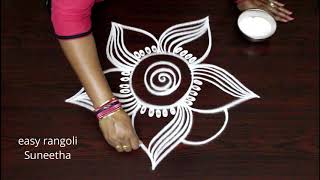 Simple cute muggulu designs  easy rangoli by Suneetha  new kolams [upl. by Bradway567]