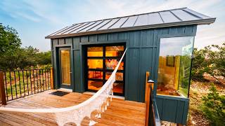 Tiny House w Garage Door Feature Full Tour [upl. by Ennairoc836]