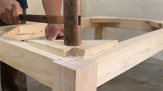 Woodworking Ideas With Connections Without Screws  Wooden Table Design With Only Joints [upl. by Laspisa]