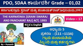 ಪಂಚಾಯತ್ ರಾಜ್ ಕಾಯ್ದೆKarnataka Panchayat Raj Act 1993ಅಧ್ಯಾಯ 5 ಪ್ರಕರಣ111–113A Video17 [upl. by Edrahs]