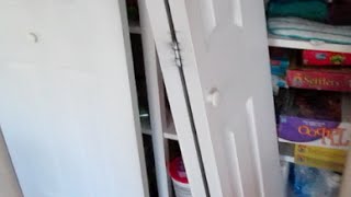 Installing bifold doors Install BiFold closet reinstall door How to repair replace adjust secure [upl. by Hepsibah]