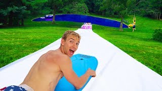 WORLDS BIGGEST BACKYARD WATERSLIDE [upl. by Aziram94]