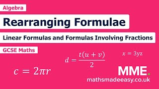 Algebra  Rearranging Formulae Foundation Video 1 [upl. by Niwri406]