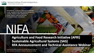 Technical Assistance Webinar AFRI FY24 Sustainable Agricultural Systems RFA [upl. by Annai799]