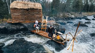 quot21 Days of Survival in RING Forest Fishing Water WHEEL and WATERFALL Homesteadquot [upl. by Ellevehc]