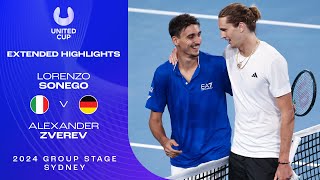 Lorenzo Sonego v Alexander Zverev Extended Highlights  United Cup 2024 Group D [upl. by Fonzie]