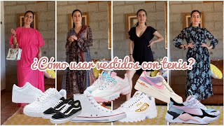 ¿Cómo usar vestidos largos cortos floreados lisos con tenis Varona Bella [upl. by Son]