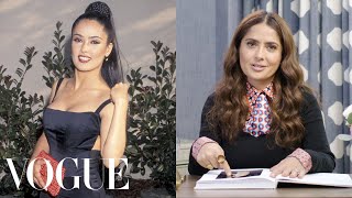 Salma Hayek Breaks Down 13 Looks From 1996 to Now  Life in Looks  Vogue [upl. by Larrie]