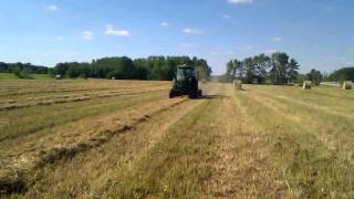 Baling hay with John Deere 4430 and 466 roundbaler [upl. by Constantina399]