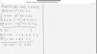 Bestimmen einer Quadratische Funktion aus 3 Punkten  Einfache Version [upl. by Iggie]