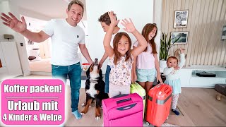 Koffer packen für 4 Kinder amp Welpe 😍 Ab in den Urlaub Großfamilie VLOG Mamiseelen [upl. by Howes]