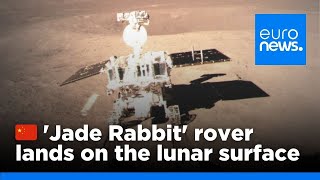 China moon landing video Jade Rabbit rover softlands on lunar surface  euronews 🇬🇧 [upl. by Sweyn]