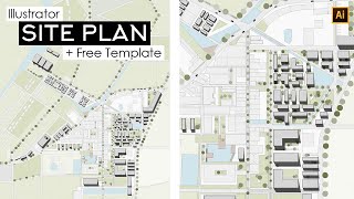 How to Render Site Plan Architecture  Illustrator  Template [upl. by Severin]