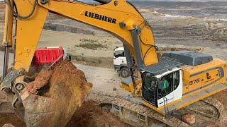 Liebherr 976 Excavator Loading Trucks With 3 Passes  Labrianidis Mining Works [upl. by Ainet]