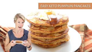 EASY KETO PUMPKIN PANCAKES  the perfect healthy fall breakfast [upl. by Pam]