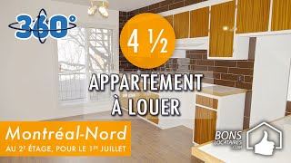 Réalité virtuelle appartement à louer  Apartment for rent  MontréalNord 4 ½ BonsLocatairescom [upl. by Yemarej]