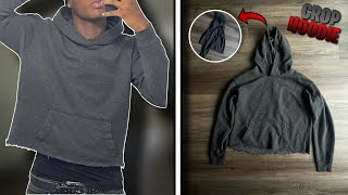 HOW TO MAKE A CROPPED HOODIE IN 2024   EASIEST WAY TO CROP YOUR HOODIE  DIY 🧵✂️🔥 [upl. by Akienaj]