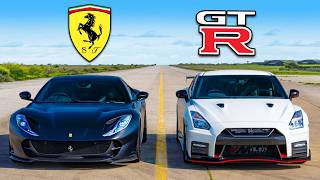 Ferrari V12 vs NISMO V6 DRAG RACE [upl. by Zzahc]