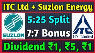 Suzlon Energy  ITC Ltd • Stocks Declared High Dividend Bonus amp Split With Ex Dates [upl. by Oecam]