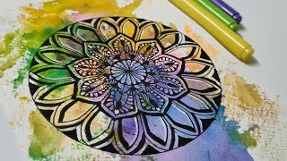 Colorful mandala Easy mandala for beginner Step by step guide [upl. by Reinert]