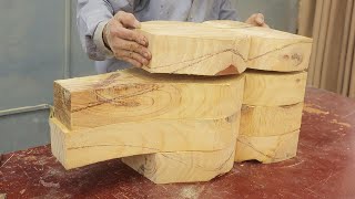 Very Creative Handmade Monolithic Woodworking Project  Build A Dining Table With Big amp Sturdy Legs [upl. by Nonnahsal]