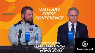 WALLABIES Post match press conference after win in 2nd test v Wales  James Slipper amp Joe Schmidt [upl. by Eelydnarb]