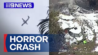 Brazil plane crash leaves 61 people dead  9 News Australia [upl. by Llehcnom751]