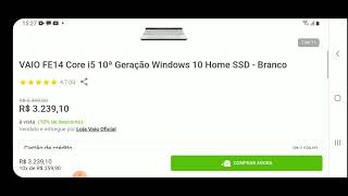 VAIO FE14 Core i5 10ª Geração Windows 10 Home SSD  Branco [upl. by Staffard816]