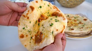 Easy Homemade Garlic Butter Naan Recipe soft and fluffy [upl. by Schulein]