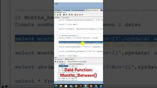 Date Function MonthsBetween Function coding oracledatabase sql oraclesql education [upl. by Endaira]