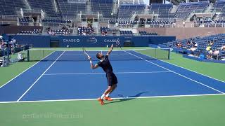 Cilic v Lopez 2017 US Open practice 4K [upl. by Suzann208]