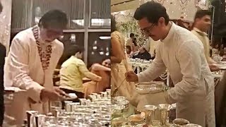 Amitabh Bachchan And Aamir Khan Serving Food At Isha Ambani Wedding [upl. by Lieno507]