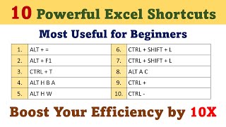 10 Powerful Excel Shortcuts  Boost Efficiency by 10X  Learn Microsoft Excel Shortcuts [upl. by Ermey]