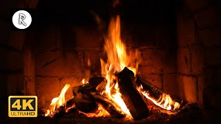 Crackling Fireplace w Thunder Rain amp Howling Wind Sounds  10 Hours 4K [upl. by Eltsirc]