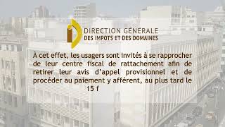 DGID Rappel le léchéance du 1er acompte provisionnel Français [upl. by Biron]