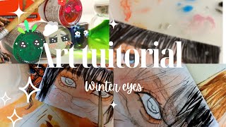 Full tutorial on watercolor eyes winter eyes [upl. by Eicirtap]