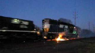 Norfolk Southern Locomotive ON FIRE [upl. by Leakim289]