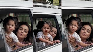 Alia Bhatts Daughter Raha Kapoor shouting with Media for first time with Ranbir Kapoor amp Alia Bhatt [upl. by Hurwit797]