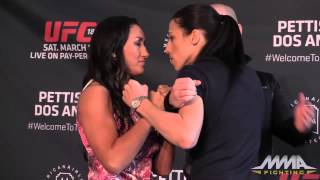 UFC 185 Carla Esparza vs Joanna Jędrzejczyk Staredown [upl. by Dleifxam53]