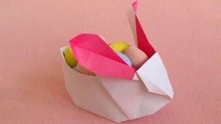 How to Fold a Rabbit Lantern or Easter Bunny Basket Jacky Chan [upl. by Nedda180]