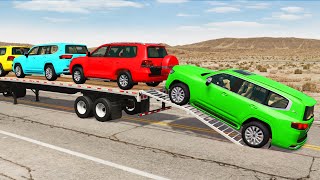 Flatbed Truck Mcqueen  Transportation with Truck  Pothole vs Car 152  BeamNGDrive [upl. by Manly]