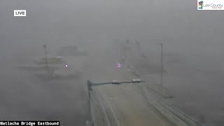 Hurricane Milton Tornado sweeps over bridge during meteorologists live report [upl. by Assennev]