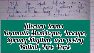 literary termsba2nd year eng lit paper 1st literary termsdramatic monologueinscapewar poetry [upl. by Baptist990]