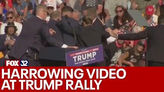 Harrowing video shows shooting at Trump campaign rally in Pennsylvania [upl. by Nannaihr]