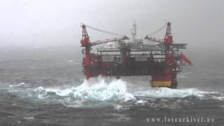 Accommodation platform Floatel Superior in Storm in the North Sea [upl. by Stephine]